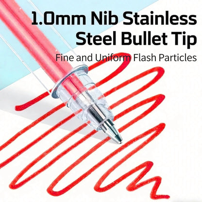 60 Color Glitter Gel Pens - 1.0mm Metal Tip Ballpoint Pens for Drawing, Coloring, DIY Crafts and Journaling