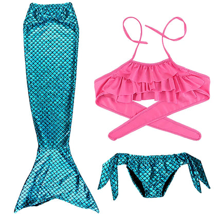 Cosplay Mermaid Tail Costume for Kids — Elastic Swimwear for Girls, Quick-Dry Swimming & Party Use