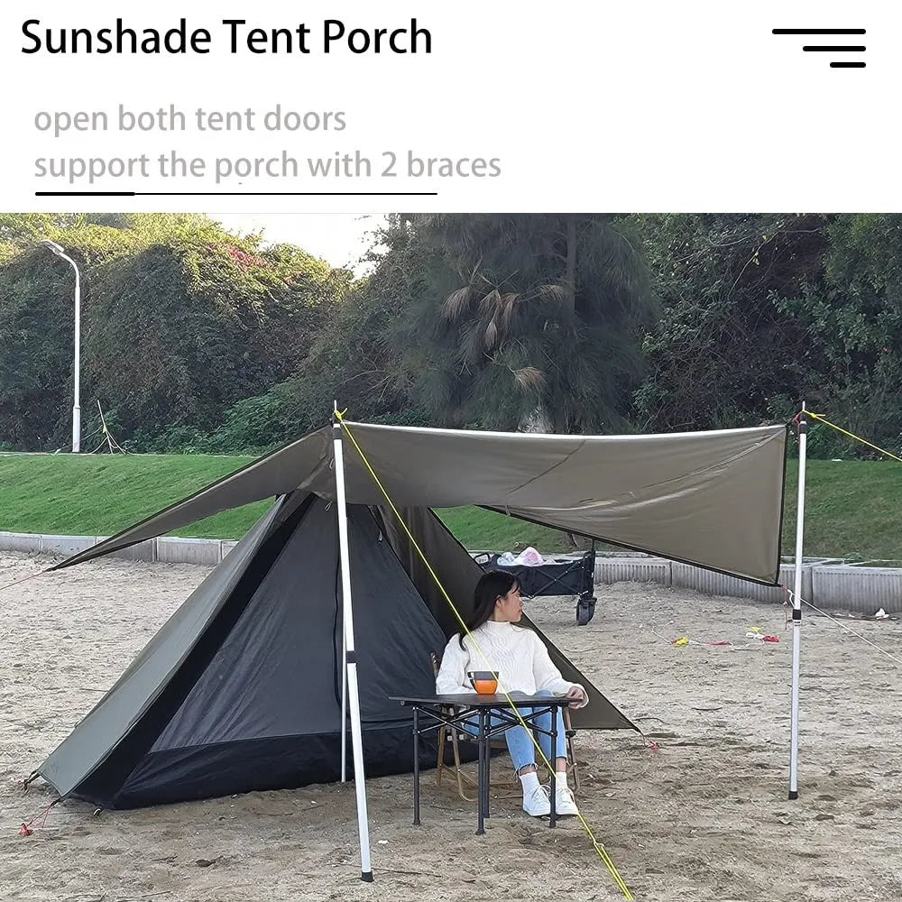 Camping Hot Tent with Chimney Window - Ultralight Tipi Teepee Pyramid, Double Layer Bushcraft Tent for 1 Person