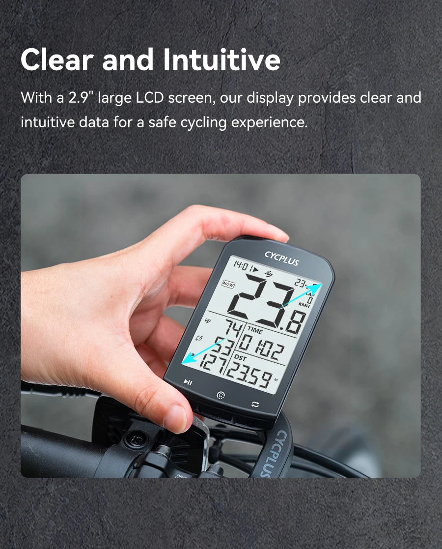 CYCPLUS M1 GPS Bicycle Computer - Bluetooth 5.0 & ANT+ Cycling Speedometer | Speed Meter Compatible with Garmin Zwift | Bike Accessories