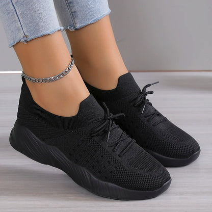 Summer Women’s Mesh Sneakers – Breathable Lace-Up Casual Shoes, Platform Sport Tennis Shoes