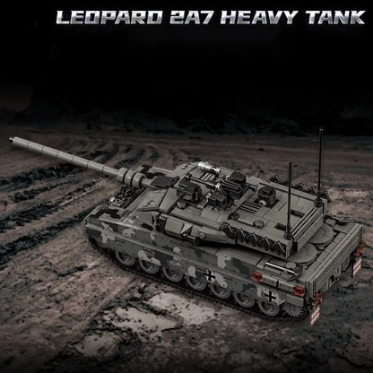 Military Tank Building Blocks Set - Leopard 2A7 Heavy Tank Model Bricks Toy for Boys, Adults & Christmas Gifts
