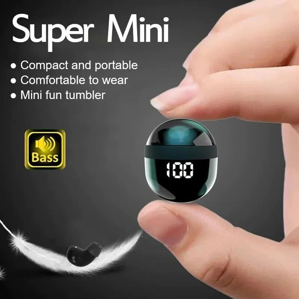 SK18 Mini Invisible Bluetooth 5.3 Headphones - Bass Sleep Earphones with HD Microphone & Noise Cancellation
