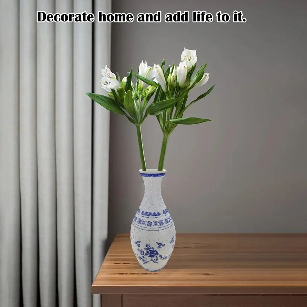 160-Piece 3D Curved Plastic Puzzle — Flower Vase DIY Art Puzzle for Home Decor, Flower Arrangements & Housewarming Gifts