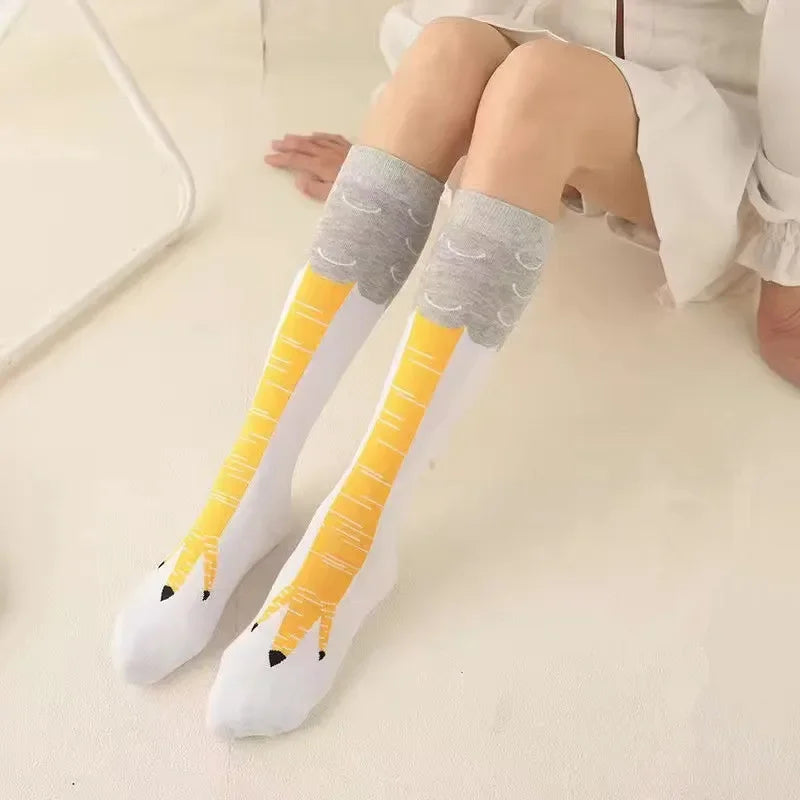 Men's 3D Chicken Print Socks - Funny Cartoon Thigh-High Cotton Cosplay Socks