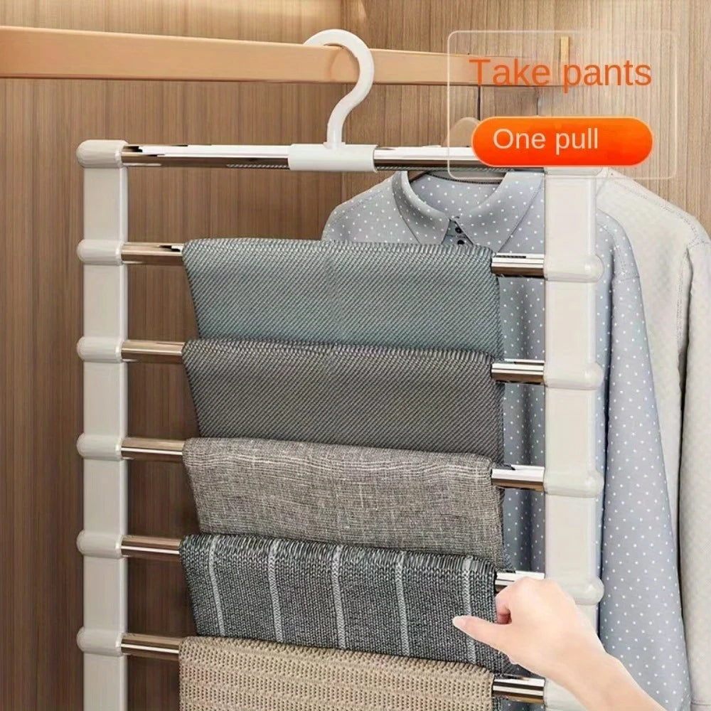 Foldable Stainless Steel Pants Hangers – Space-Saving Closet Organizer for Jeans, Leggings & Trousers   2/2