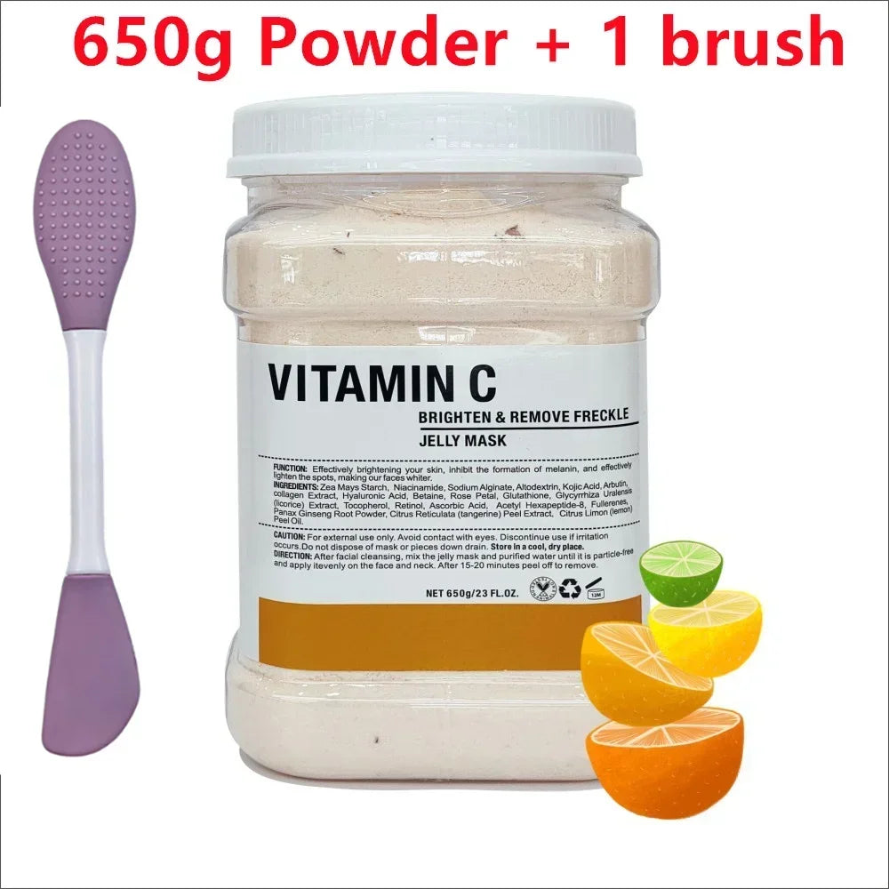 650g Chamomile Hyaluronic Acid Facial Moisturizing Mask Powder with Silicone Brush, Rose Jelly Mask for Skin Elasticity