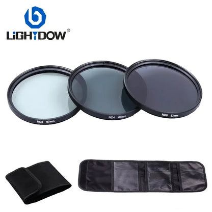 Lightdow 3 in 1 Lens Filter Kit - ND2, ND4, ND8 Filters, 49mm-82mm Sizes for Nikon, Sony, Pentax, Canon Cameras