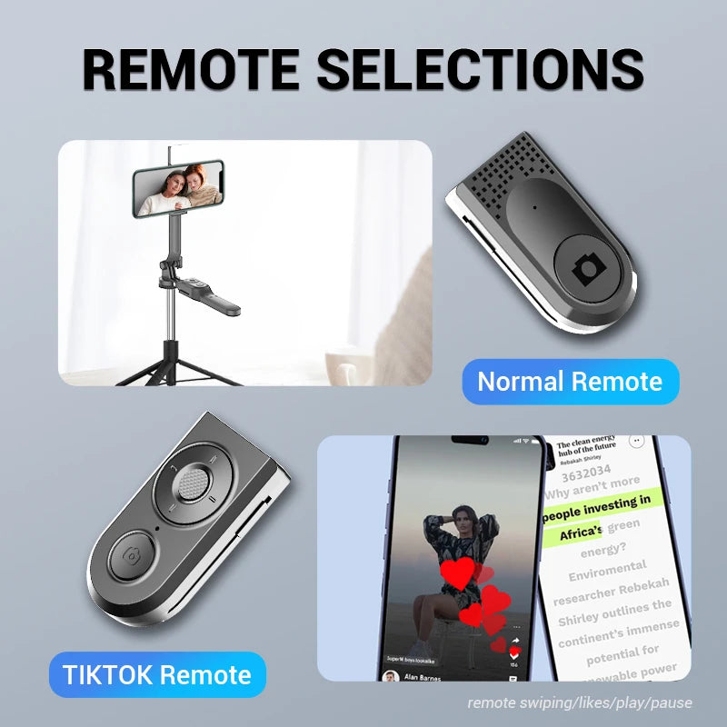 FANGTUOSI 1750mm Wireless Selfie Stick Tripod – Foldable Monopod with LED Light for Smartphones, Steady Live Shooting