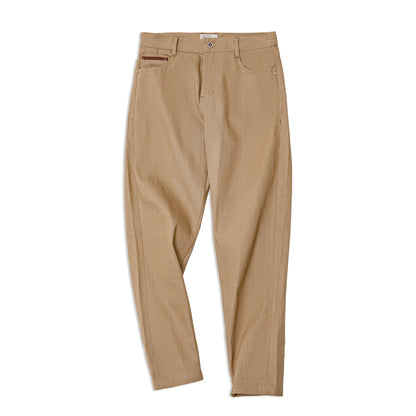 Maden Retro Selvedge Jeans - Men's 11.7oz Red-Line Raw Denim Straight Fit Khaki Trousers