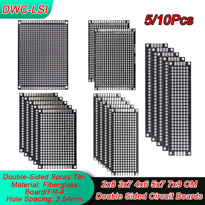 5/10PCS Double-Sided PCB Prototype Boards – Black DIY Circuit Boards 2x8 3x7 4x6 5x7 6x8 7x9cm for Electronics Projects