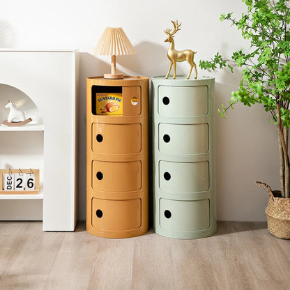 Nordic Minimalist White Bedside Table – Modern Round Plastic Side Cabinet, Small Creative Storage Unit