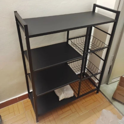 Multi-Tier Freestanding Kitchen Storage Shelf – Movable Vegetable, Snack & Grocery Organizer Rack, Bathroom Storage Solution