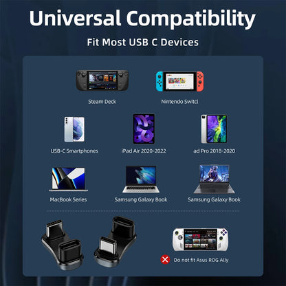 180° Angle USB-C Adapter – 20Gbps PD 140W Charging U-Shape Converter for Steam Deck Accessories