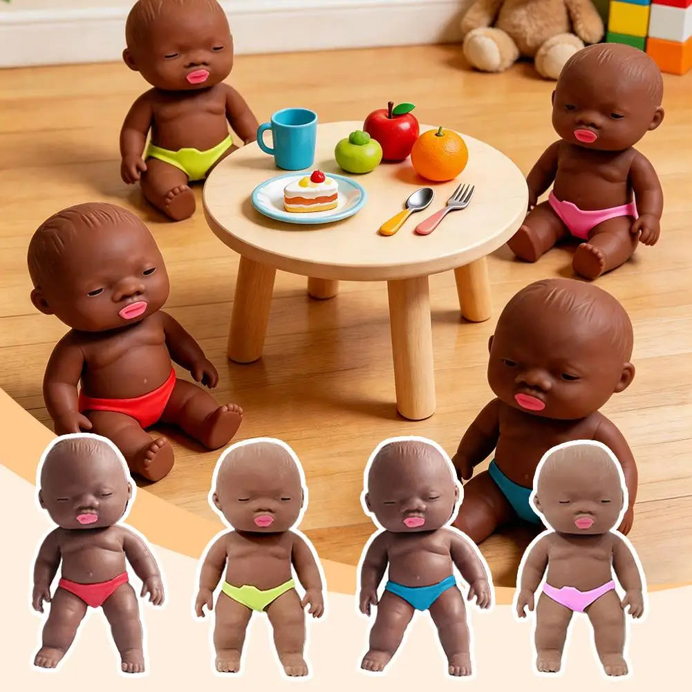 Natasha Black Baby Squishy Toy - Soft TPU Stress Relief Squeeze Fidget Doll for Kids & Adults