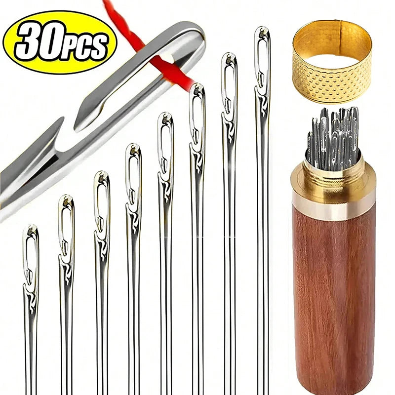 Side Hole Blind Sewing Needles – Stainless Steel Self-Threading Hand Sewing Pins for DIY & Home Use