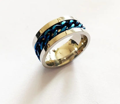 Titanium Steel Spinner Chain Ring - Rotatable Decompression Ring with Bottle Opener Design for Men & Women