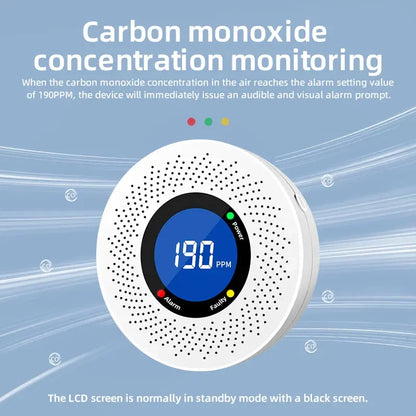 New Standalone Carbon Monoxide Detector - CO Alarm with Screen Display, Battery Powered, CE Certified for Home, Kitchen, Office Use