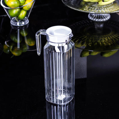 1.1L Plastic Water & Juice Pitcher - Transparent Refrigerator Drink Storage Jug for Kitchen