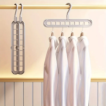 3pcs Foldable 9-Hole Plastic Hangers – Heavy Duty Space-Saving Clothes Organizer for Closet & Home