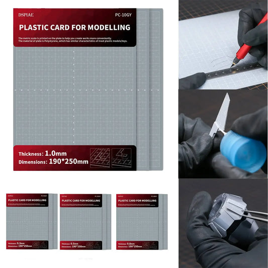 DSPIAE PC-GY Model Modification Plastic Sheets – 0.3/0.5/0.8/1.0mm 90×78mm DIY Hobby Model Building & Assembly Tools