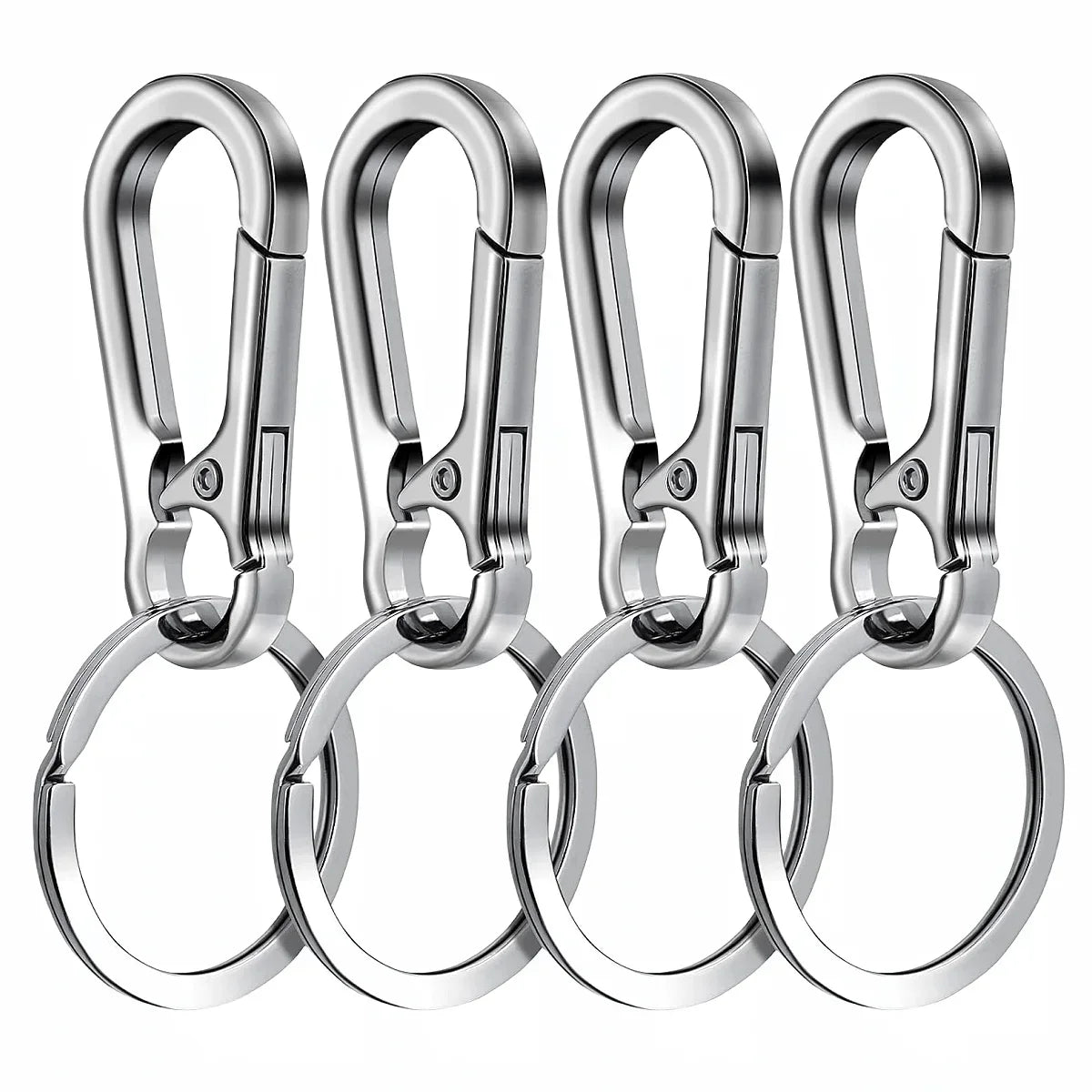 4PCS Metal Carabiner Keychain Clips - Portable Key Ring Holder Organizer for Car Keys & EDC Gear