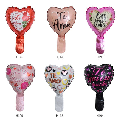 50PCS Spanish “Te Amo” Heart Foil Balloons Set – 6in Love Theme & 18in Heart Balloons for Wedding, Valentine’s Day Party Decorations