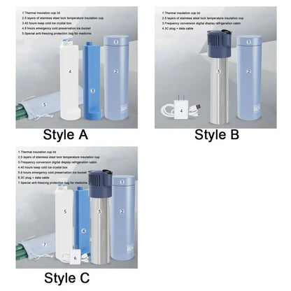 Portable Insulin Cooler Box - USB Rechargeable Cooling Cup with LCD Display & Automatic Temperature Control