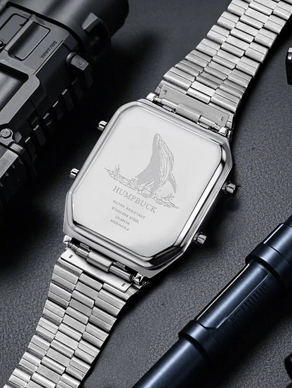 HUMPBUCK Digital Watch for Men – Classic Multifunctional Wristwatch with Temperature, Stopwatch, Dual Time & Calendar