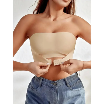 Women's Strapless Seamless Bra — No Padding, Front Button Comfortable Smooth Underwear
