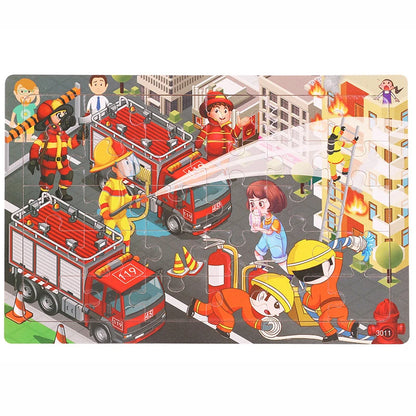 30PCS Wooden Jigsaw Puzzle – Cartoon Animal & Vehicle Educational Toys for Kids