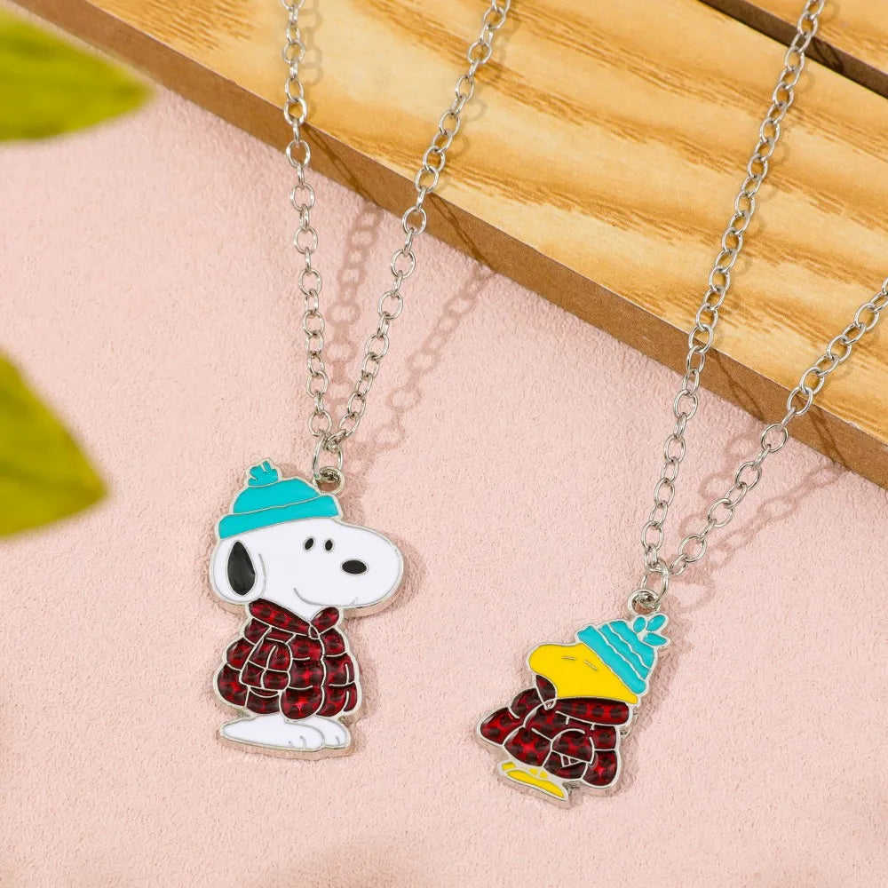 Snoopy Dog Pendant Necklace - Yellow and White Kawaii Sweater Chain Couple Fashion Gift Accessory