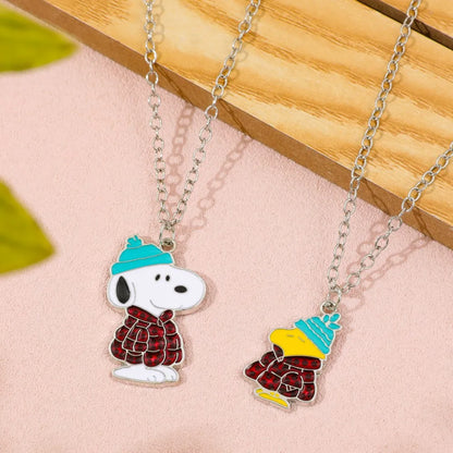 Snoopy Dog Pendant Necklace - Yellow and White Kawaii Sweater Chain Couple Fashion Gift Accessory