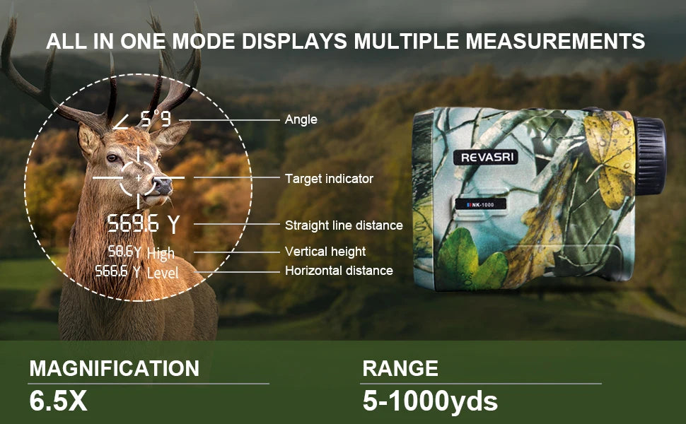 REVASRI Hunting Laser Rangefinder – 1000 Yards, Rechargeable Battery, Target Acquisition Tech