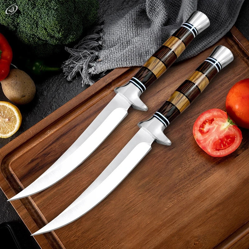 Stainless Steel Bone Meat Cleaver - Hand Forged Chef Butcher Boning Knife | Kitchen Fillet Knife with Rounded Handle for Cooking and Fruit