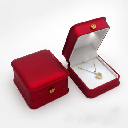 LED Jewelry Ring & Necklace Box — Luxury Velvet Display Case with Light for Engagement, Proposal & Wedding Gifts