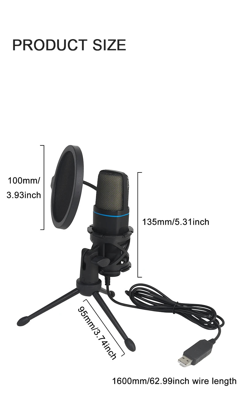 USB RGB Microphone – Condenser Gaming Mic for Podcast, Studio Recording & Streaming on Laptop/PC
