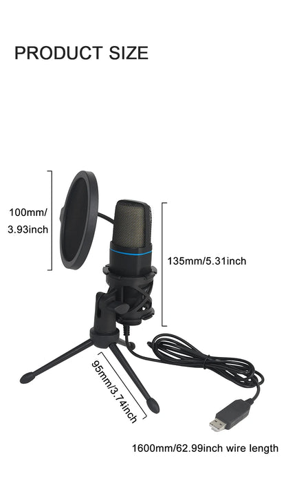 USB RGB Microphone – Condenser Gaming Mic for Podcast, Studio Recording & Streaming on Laptop/PC