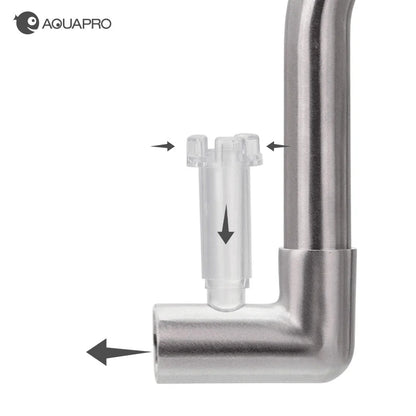AQUAPRO Mini Stainless Steel Skimmer – Inlet & Outlet Pipes for Aquarium Fish Tanks, Filtro Accessories