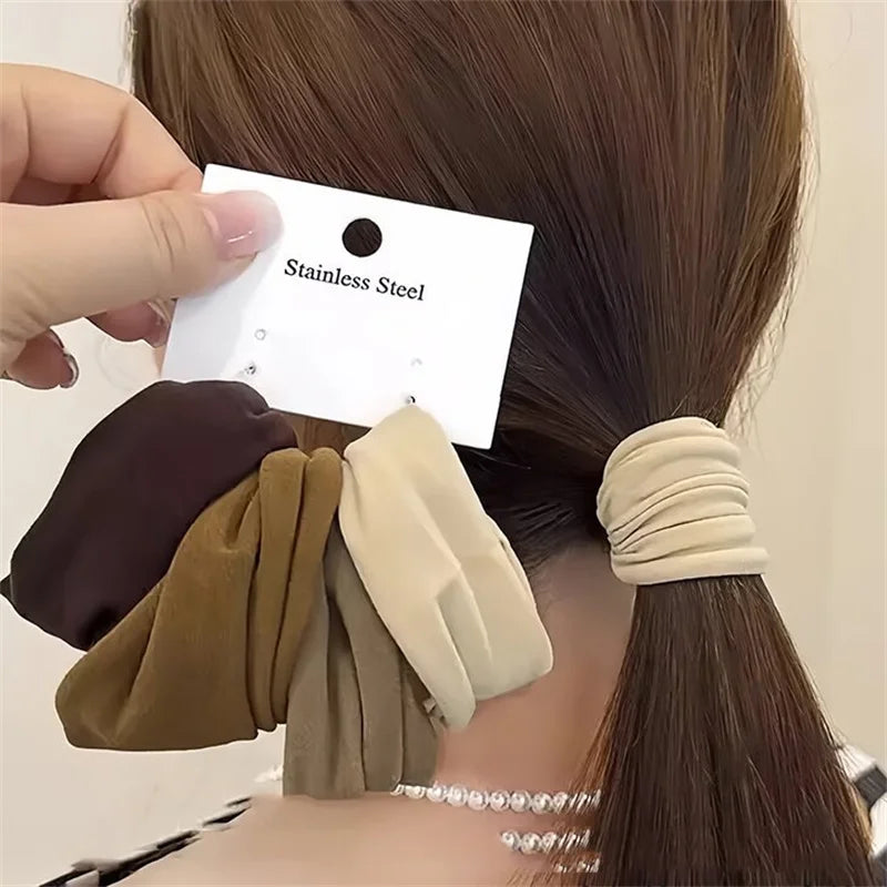 4Pcs Wide Hair Tie Set - Thick Scrunchie Ponytail Holders Korean Fashion Hair Accessories