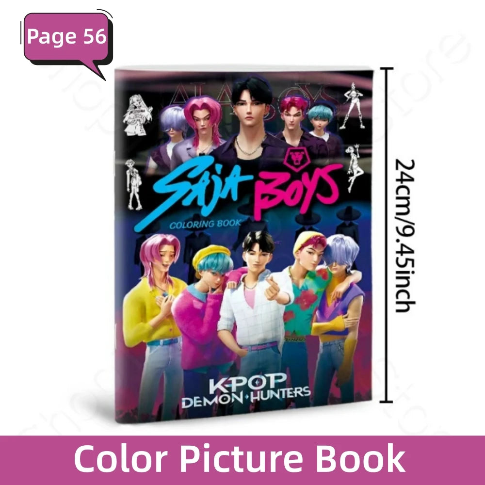 2025 KPop Demon Hunter Coloring Book – Line Drawing Picture Book, Painting Activity for Kids, Birthday Gift