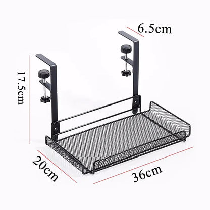 Under-Desk Cable Management Tray – No-Drill Steel Wire Organizer Rack & Storage Shelf