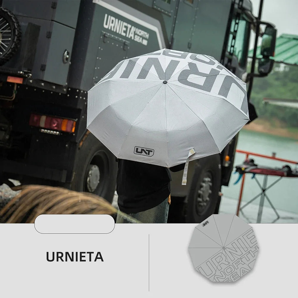 URNIETA Tactical Automatic Umbrella - UV Protection Nylon Cover Rain & Sun Umbrella for Outdoor Use