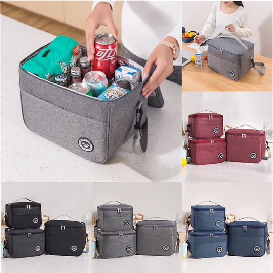 Insulated Handheld Lunch Bag with Shoulder Strap – Thickened Waterproof Student Lunch Box Tote