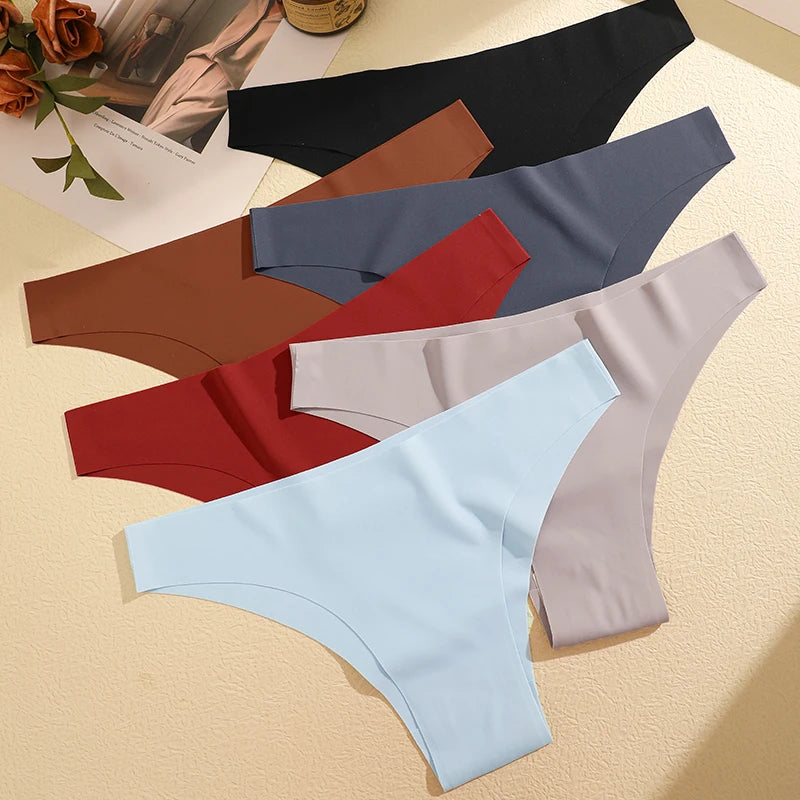 FINETOO 6PCS Ice Silk Seamless Panties Set – Low Waist Brazilian Underwear, Breathable & High Elastic Lingerie