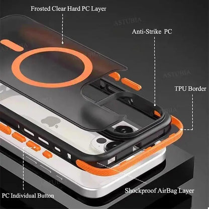 Bicolor Matte Magnetic iPhone Case - Translucent MagSafe Hard Cover with Wireless Charging Support