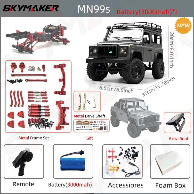 MN99s MN98 1:12 RC Rock Crawler – 2.4G 4WD Defender RTR Remote Control Car, 1/12 RC Truck Toys