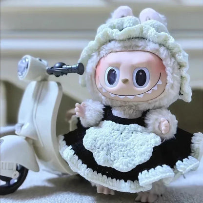 Mini Electric Retro Motorcycle Toy – Dazzling Spin for Labubu Dolls & Pets, Children’s Birthday Gift