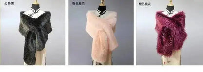 32-Color Luxury Faux Fox Fur Shawl – Women’s Plush Winter Scarf, Wrap & Cape for Wedding & Coat
