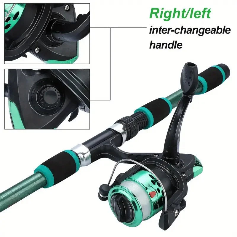 Fishing Pole Set – Full Kit with Telescopic Rod, Spinning Reel, Baits & Hooks, Portable Travel Fishing Gear